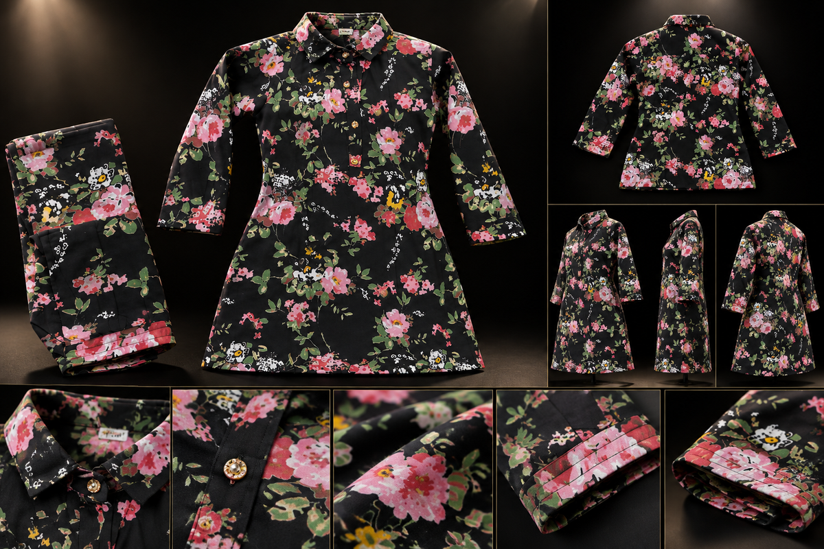 Pure Cotton Floral Cord Set for Women