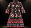 Black Floral Cotton Embroidered Kurti Set with Hakoba Detailing