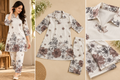 Cream Floral Printed Linen Cotton Co-Ord Set for Women