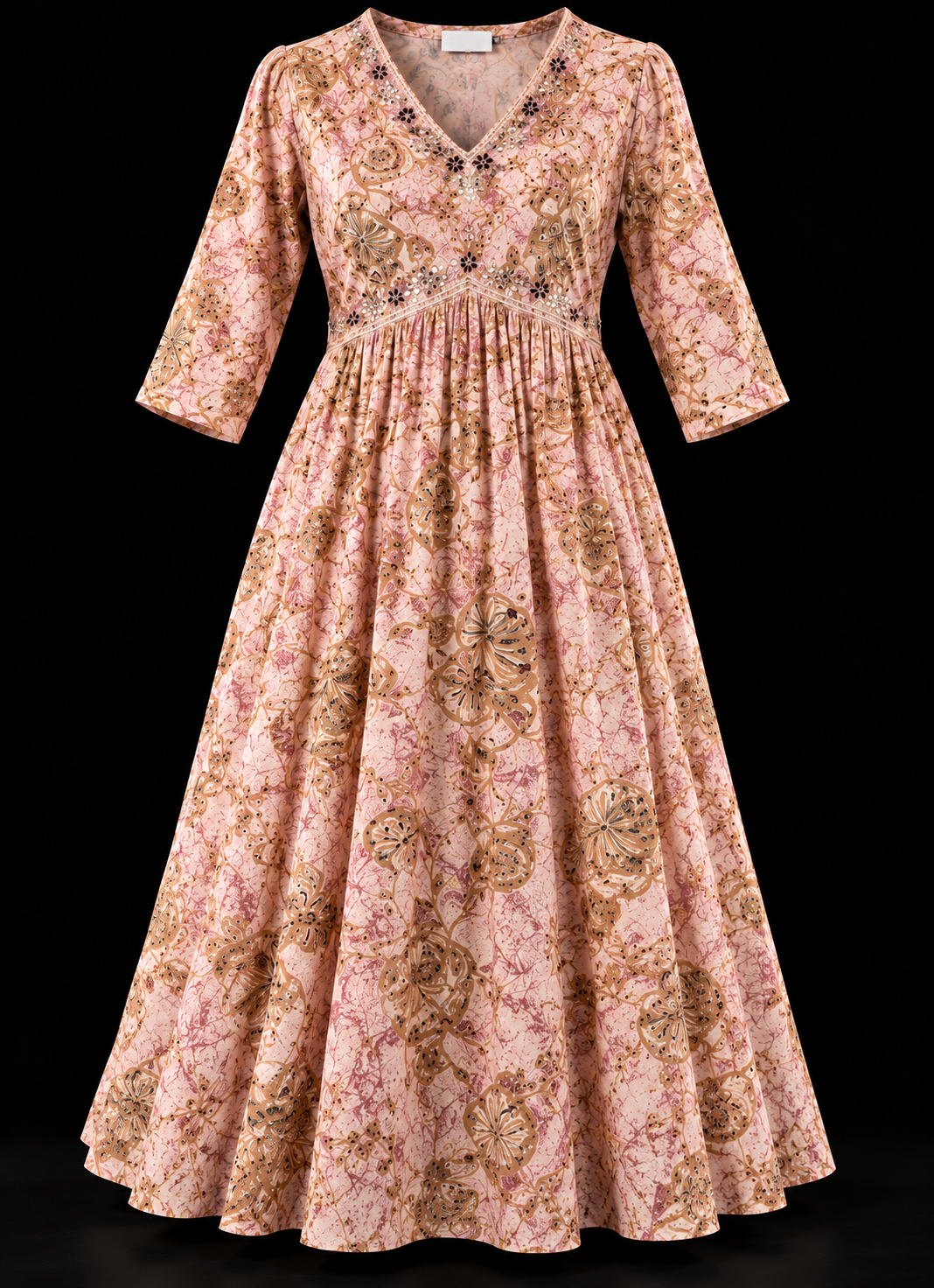 Dusty Pink Floral Printed Anarkali Kurti for Women