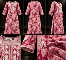 Pink & Burgundy Floral Printed Pure Cotton Kurti for Women